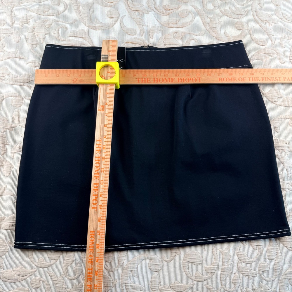 INC International Concepts Womens XL Black Zip Front Mini Skirt Contrast Stitch - Picture 7 of 7